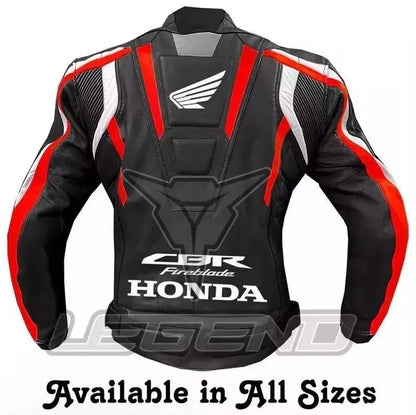 Mens Black Honda CBR Motorcycle Racing Leather Jacket Motorbike Riding Biker Jacket