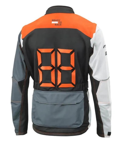 KTM Tech 88 Adventure Motorcycle Jacket Black Orange Waterproof CE Approved