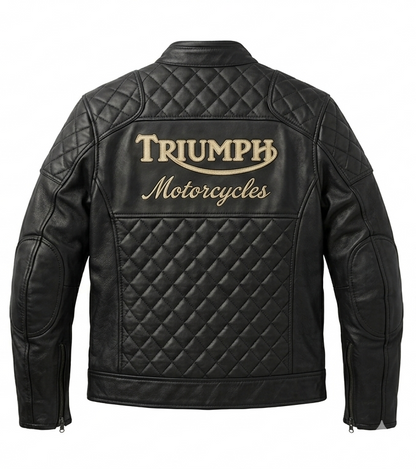 Men's Triumph Style Motorcycles Leather Jacket – Premium Cowhide Cafe Racer Biker Jacket,