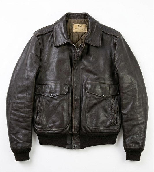 Vintage 1970s Schott NYC Black Leather A-2 Style Flight Bomber Jacket - Medium