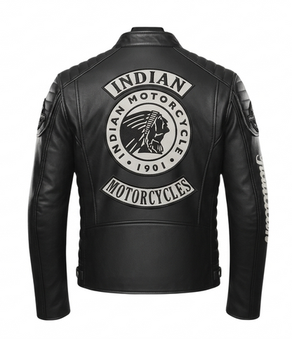 Handmade Men's Indian Motorcycle Leather Jacket | Classic Cafe Racer