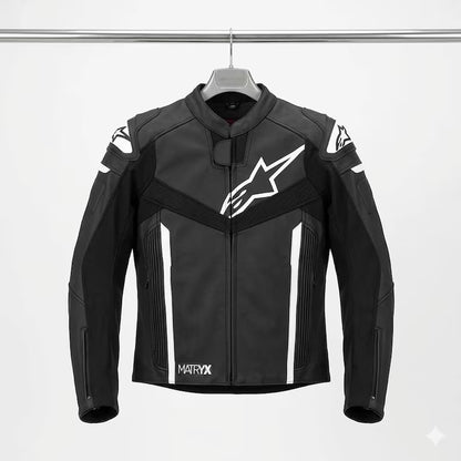 Alpinestars Style Motorcycle Leather Jacket CE Armor Biker Racing Jacket Black Protective Riding Gear Men Custom Fit