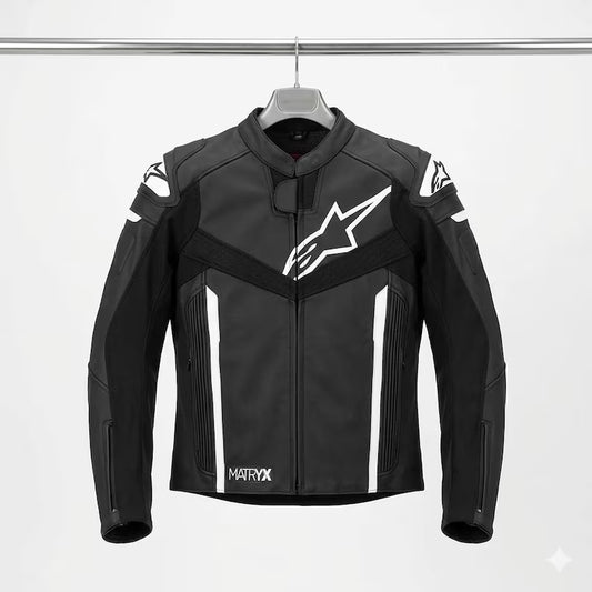 Alpinestars Style Motorcycle Leather Jacket CE Armor Biker Racing Jacket Black Protective Riding Gear Men Custom Fit