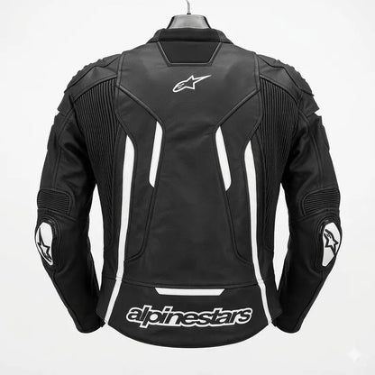 Alpinestars Style Motorcycle Leather Jacket CE Armor Biker Racing Jacket Black Protective Riding Gear Men Custom Fit
