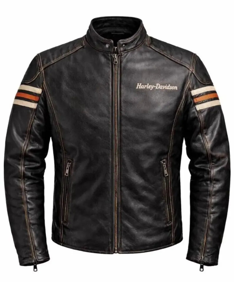 Harley-Davidson Men’s Black Genuine Cowhide Leather Motorcycle Jacket