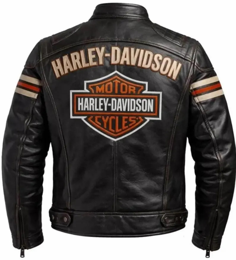 Harley-Davidson Men’s Black Genuine Cowhide Leather Motorcycle Jacket