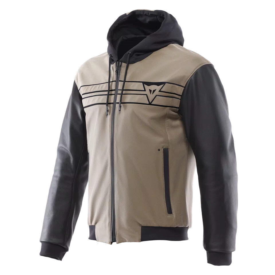 Dainese VintEdge Leather Bomber Jacket – Men's Urban Motorcycle Jacket with Removable Hood