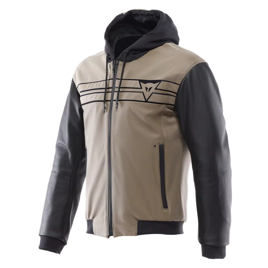 Dainese VintEdge Leather Bomber Jacket – Men's Urban Motorcycle Jacket with Removable Hood
