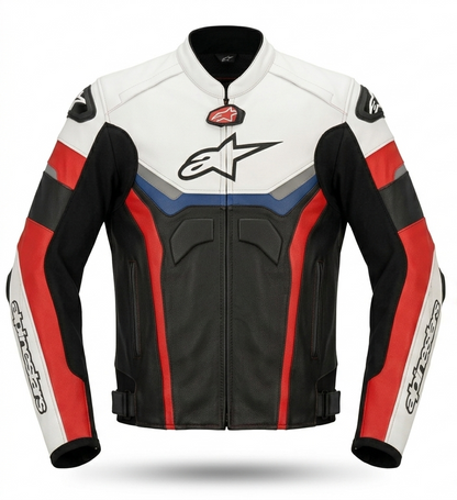 Racing Style Motorcycle Leather Jacket for Men
