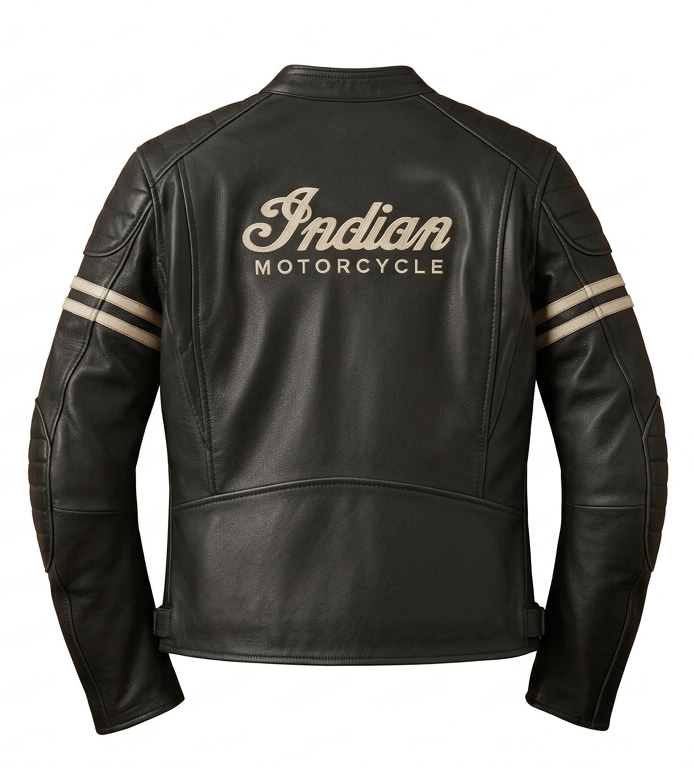 Handcrafted Indian Motorcycle Leather Jacket | Vintage Black Racing Jacket