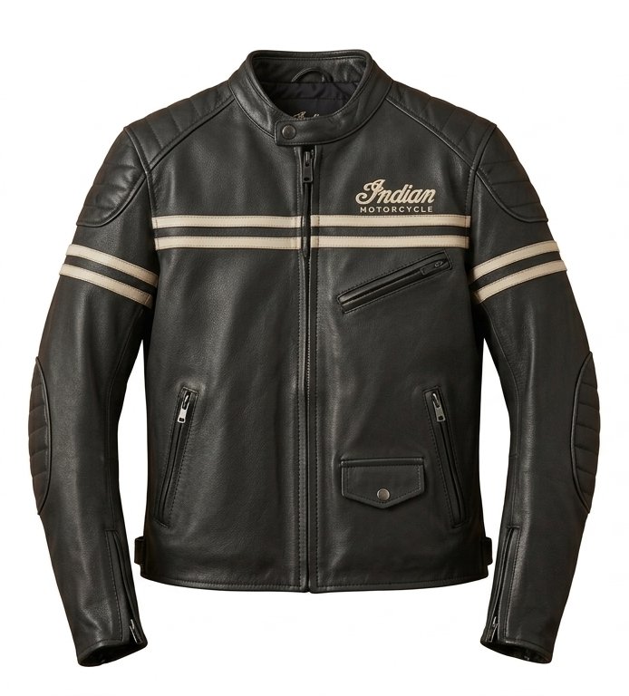 Handcrafted Indian Motorcycle Leather Jacket | Vintage Black Racing Jacket