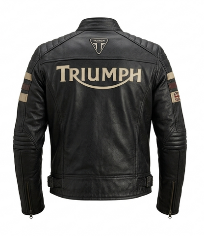 Men's Triumph Style Black Leather Motorcycle Jacket