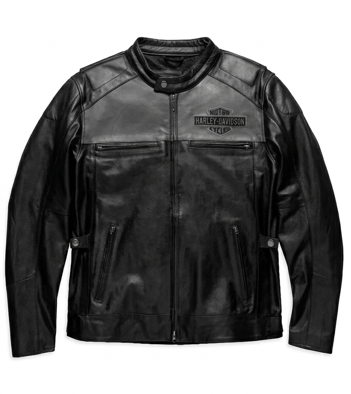Men’s Vintage Black Gray Cowhide Leather Biker Jacket