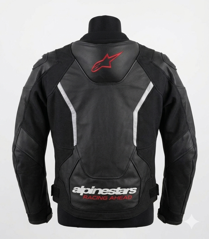 Alpinestars Style Black Genuine Leather Motorcycle Jacket with CE Protection