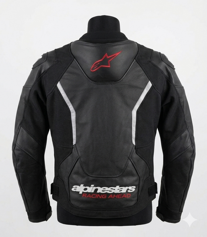 Alpinestars Style Black Genuine Leather Motorcycle Jacket with CE Protection