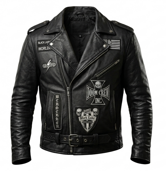 Men's Zakk Black Wylde Leather Jacket - Motorcycle Biker Gothic Label Vintage Society Outfit