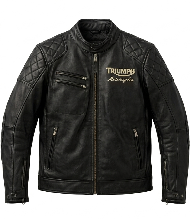 Men's Triumph Style Motorcycles Leather Jacket – Premium Cowhide Cafe Racer Biker Jacket,