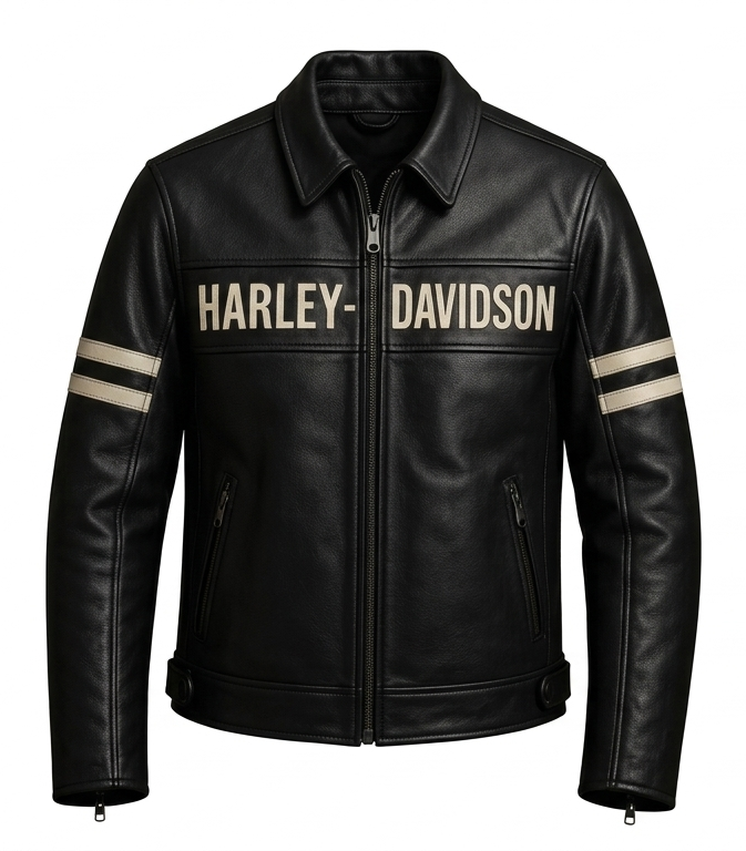 Vintage Harley-Davidson Style Genuine Leather Biker Jacket for Men