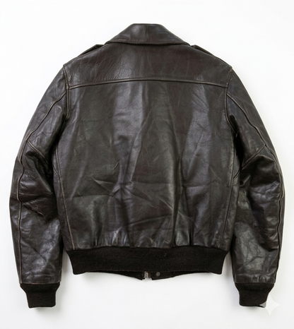 Vintage 1970s Schott NYC Black Leather A-2 Style Flight Bomber Jacket - Medium
