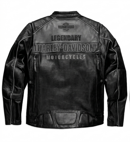 Men’s Vintage Black Gray Cowhide Leather Biker Jacket