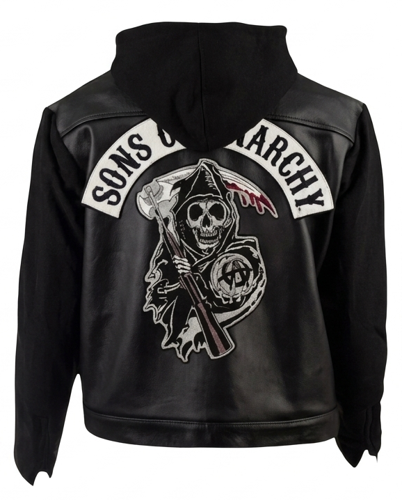 Limited Edition Sons of Anarchy Jacket – Men’s Hooded Real Leather SOA Biker