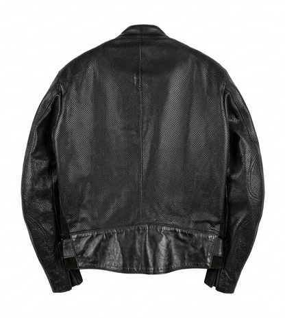 Vintage 90s Vanson Cobra Perforated Leather Motorcycle Jacket Black USA Racing