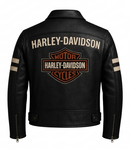 Vintage Harley-Davidson Style Genuine Leather Biker Jacket for Men