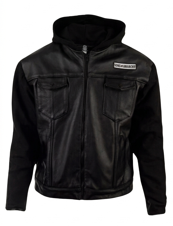 Limited Edition Sons of Anarchy Jacket – Men’s Hooded Real Leather SOA Biker