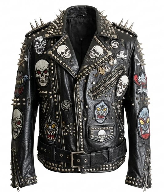 Studded Sons of Anarchy Biker Jacket | Spiked Leather SAMCRO Grim Reaper Coat